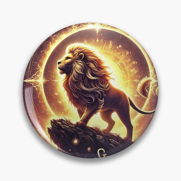 Item preview, Golden Leo lion with sunlit cosmic zodiac background designed and sold by ChernivtsiSkoda.