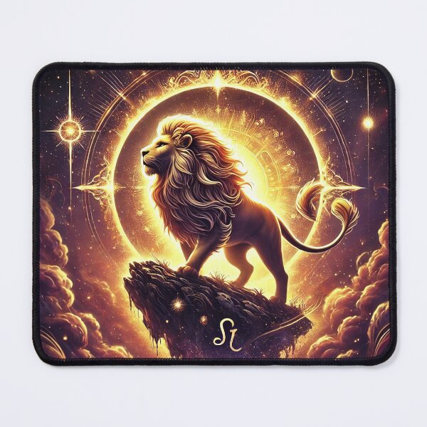 Item preview, Golden Leo lion with sunlit cosmic zodiac background designed and sold by ChernivtsiSkoda.