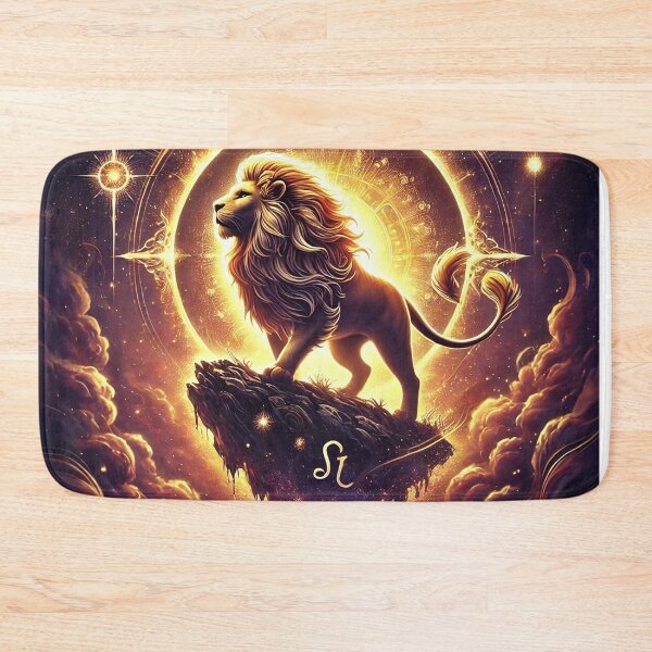 Item preview, Golden Leo lion with sunlit cosmic zodiac background designed and sold by ChernivtsiSkoda.