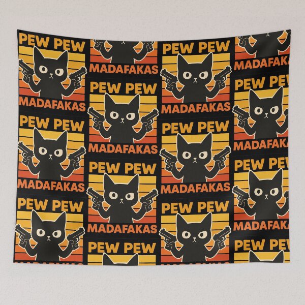 Item preview, Pew Pew Crazy Cat Madafakas Retro  designed and sold by FarieArt.