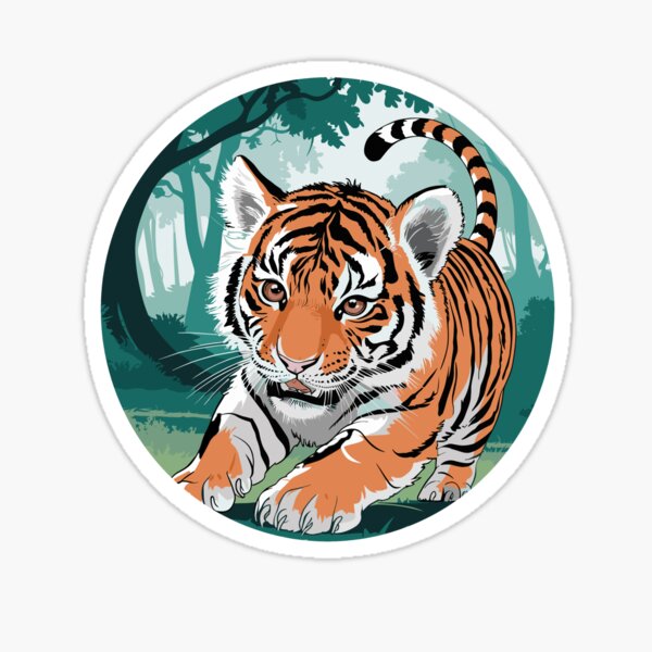 Artikel-Vorschau von Niedliche Tiger-Illustration, Wildtier- und Dschungelkunst, designt und verkauft von madtoyman.