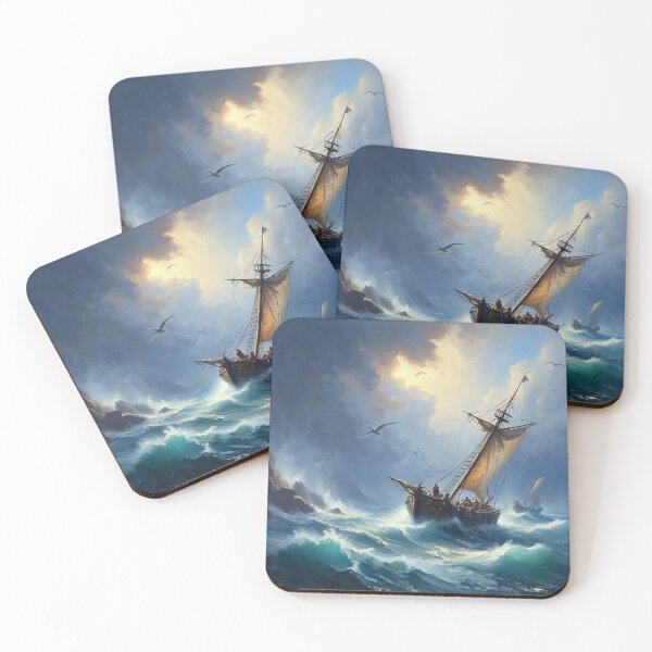 Item preview, A ship on the waves of a stormy sea art inspired by JMW Turner designed and sold by Vintage Designs +.