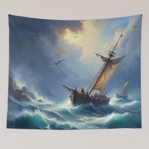 Item preview, A ship on the waves of a stormy sea art inspired by JMW Turner designed and sold by Vintage Designs +.