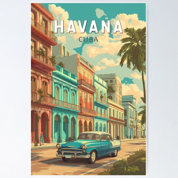 Item preview, Havana Cuba Illustration Travel Art Vintage designed and sold by KrisSidDesigns.