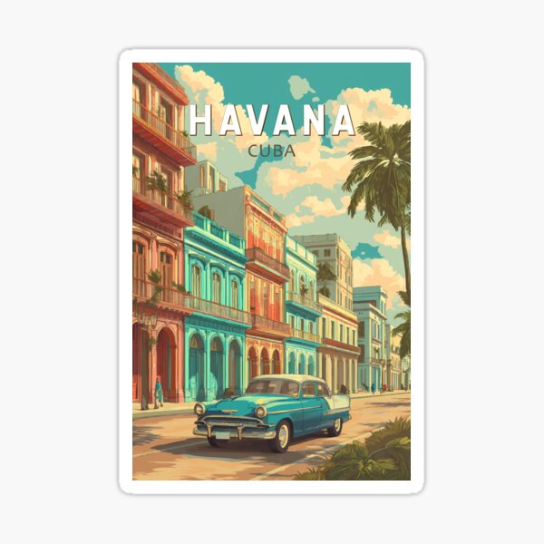 Item preview, Havana Cuba Illustration Travel Art Vintage designed and sold by KrisSidDesigns.