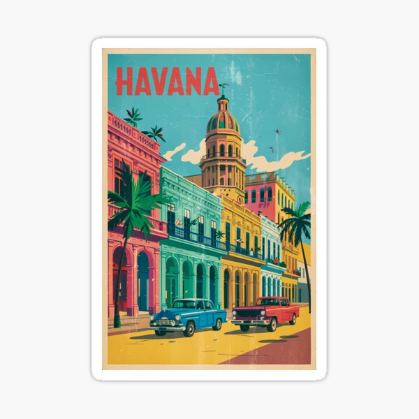 Item preview, Havana Cuba Travel Art Vintage designed and sold by KrisSidDesigns.