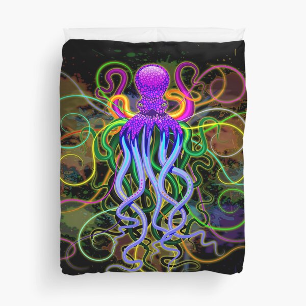 Octopus Psychedelic Luminescence Duvet Cover