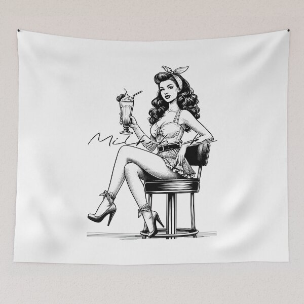 Item preview, Milkshake Rockabilly Pin Up black and white gift designed and sold by Pineapple-Tree.