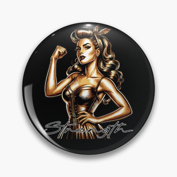 Item preview, Strength strong woman Rockabilly style gold gift designed and sold by Pineapple-Tree.