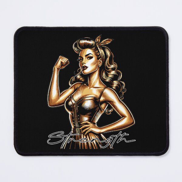 Item preview, Strength strong woman Rockabilly style gold gift designed and sold by Pineapple-Tree.