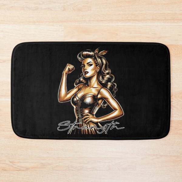 Item preview, Strength strong woman Rockabilly style gold gift designed and sold by Pineapple-Tree.