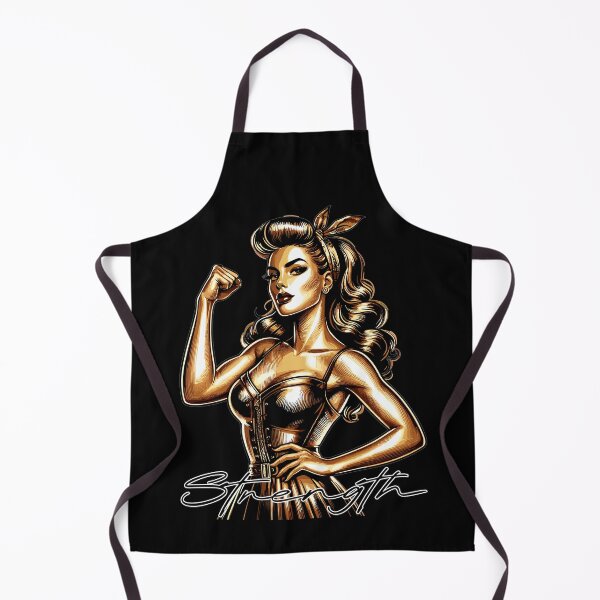 Item preview, Strength strong woman Rockabilly style gold gift designed and sold by Pineapple-Tree.