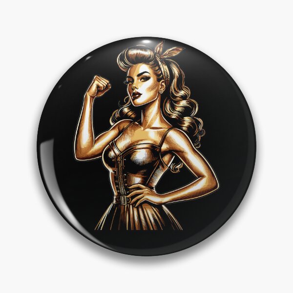 Item preview, Strong Woman Golden Rockabilly Style Gold Gift designed and sold by Pineapple-Tree.