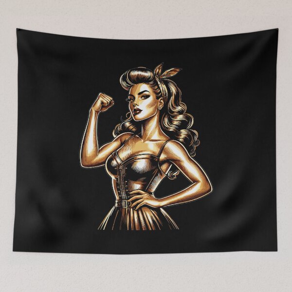 Item preview, Strong Woman Golden Rockabilly Style Gold Gift designed and sold by Pineapple-Tree.