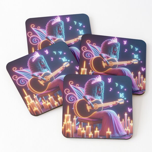 Item preview, Dreamy Neon Art: Fairy Playing Guitar with Butterflies designed and sold by choder61.