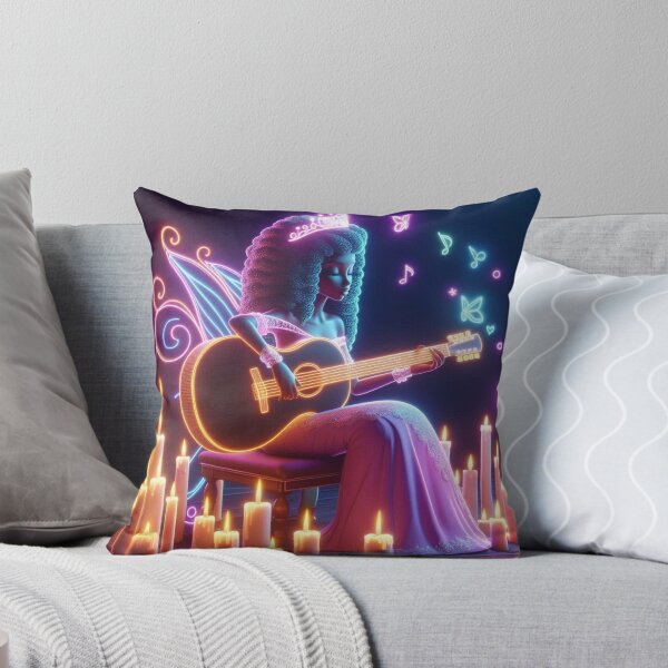 Item preview, Dreamy Neon Art: Fairy Playing Guitar with Butterflies designed and sold by choder61.
