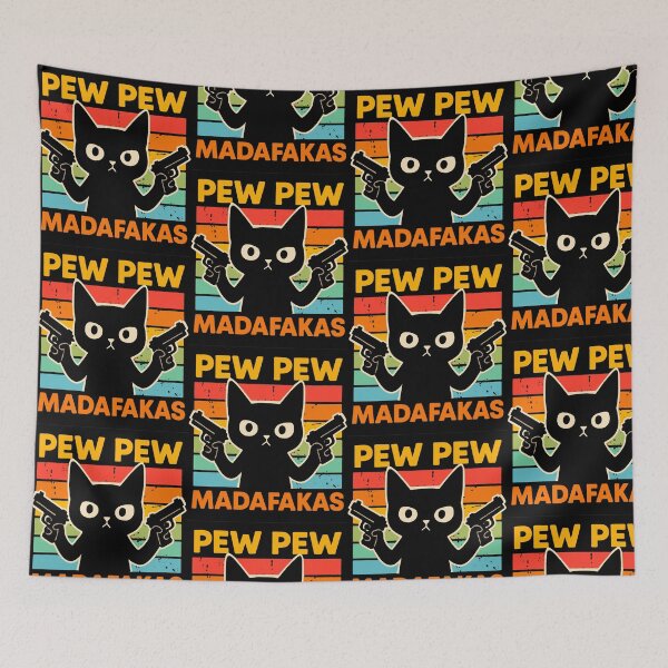 Item preview, Pew Pew Crazy Cat Madafakas Retro  designed and sold by FarieArt.