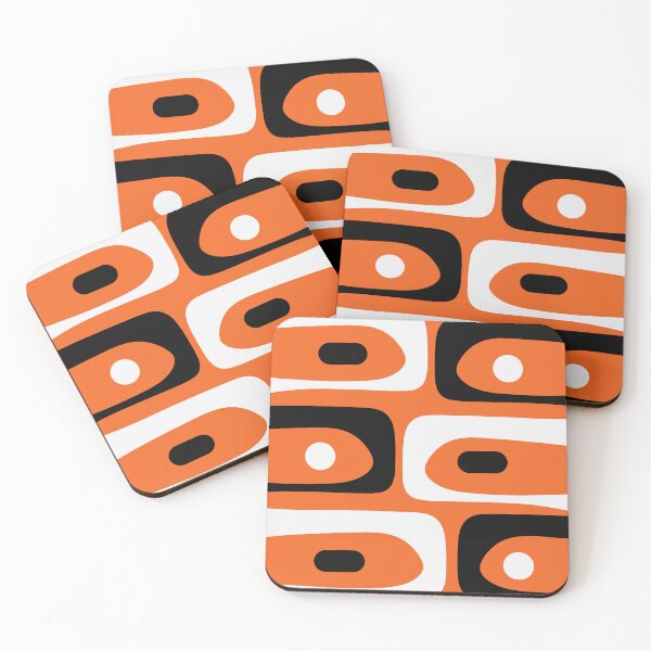 Item preview, Mid Century Modern Piquet Retro Abstract Pattern Orange Black White designed and sold by kierkegaard.