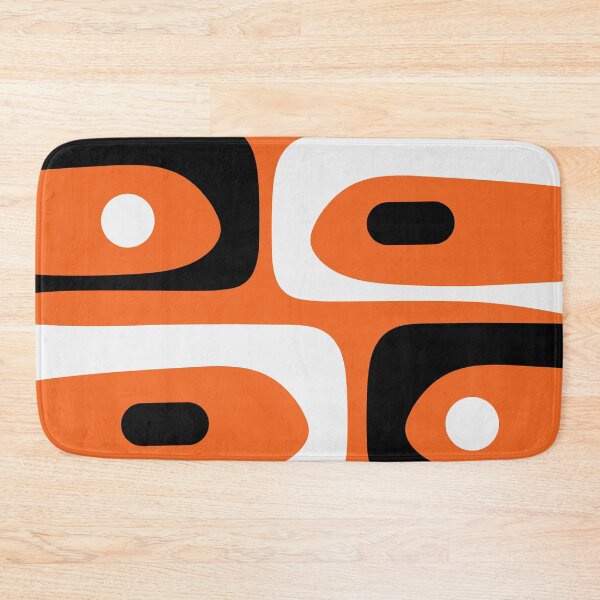 Item preview, Mid Century Modern Piquet Retro Abstract Pattern Orange Black White designed and sold by kierkegaard.