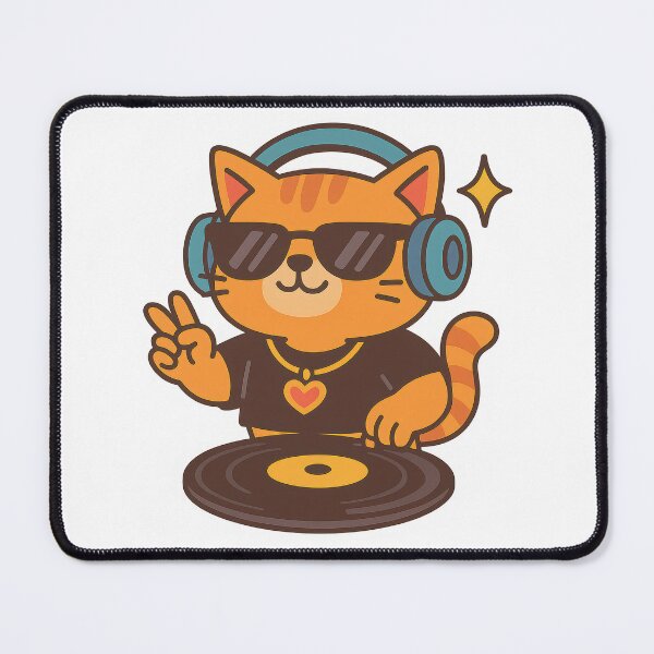Item preview, Genial gato DJ de dibujos animados haciendo girar vinilos designed and sold by ImagineCorner.