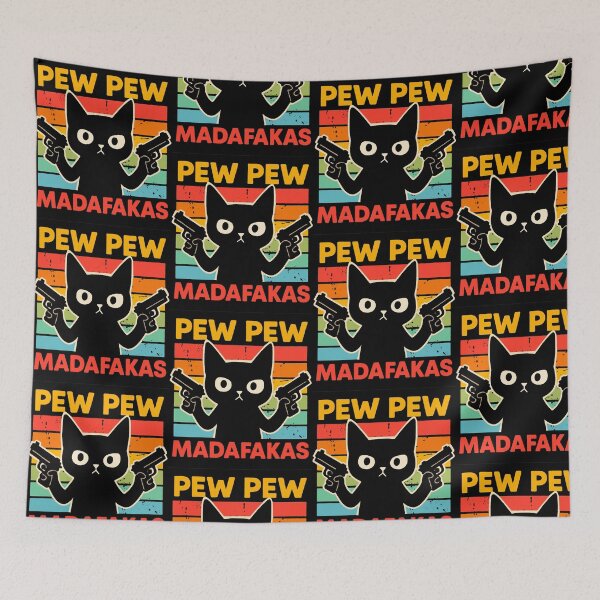 Item preview, Pew Pew Crazy Cat Madafakas - Retro  designed and sold by FarieArt.
