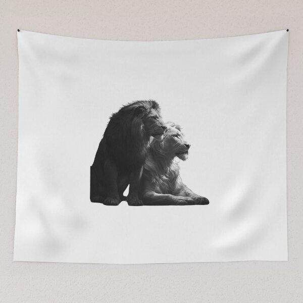 Item preview, Two Lions Black and White Digital Art designed and sold by SMARTKIT  DESIGNAGENCY.