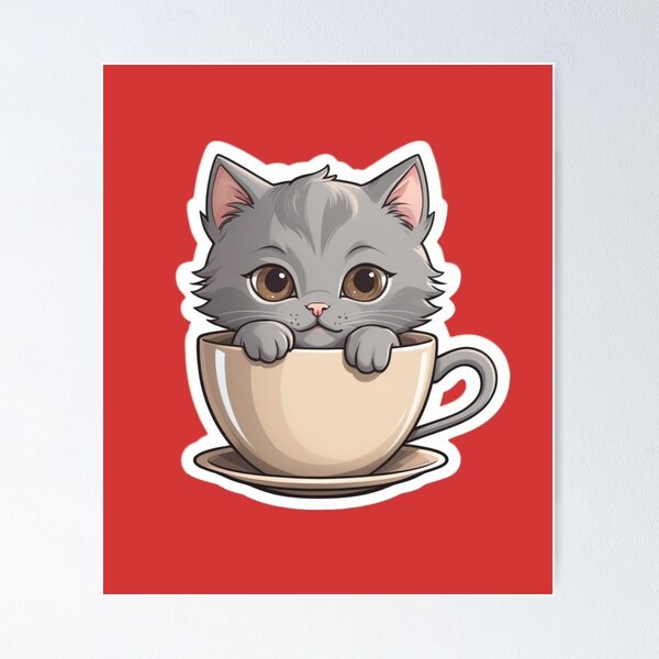 Item preview, A cute kitten coming out of a coffee cup designed and sold by SepultareShop.