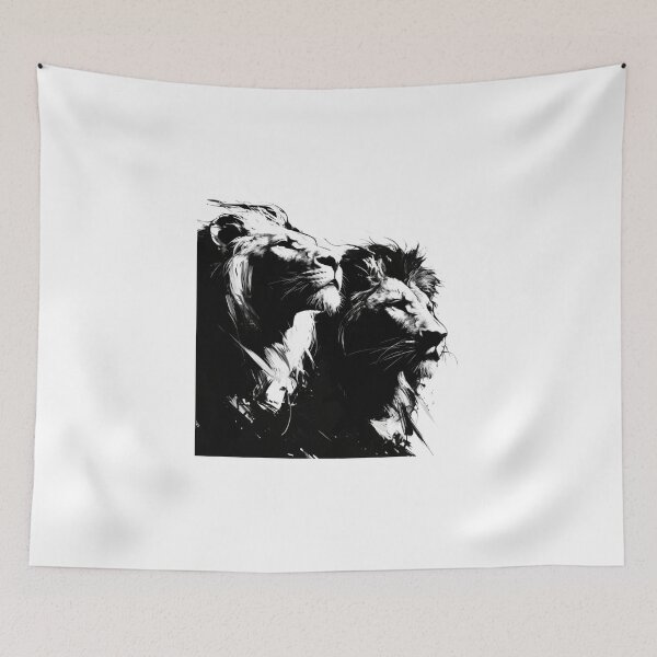 Item preview, Two Lions Black and White Digital Art designed and sold by SMARTKIT  DESIGNAGENCY.