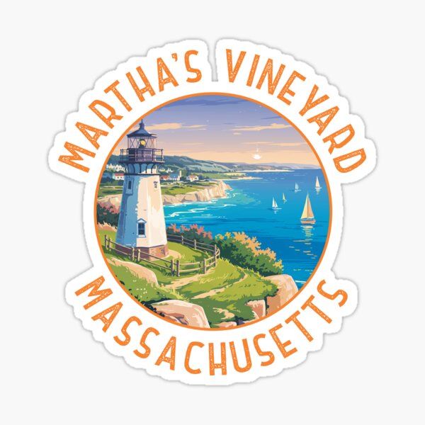 Item preview, Martha’s Vineyard Massachusetts Retro Distressed Circle designed and sold by KrisSidDesigns.