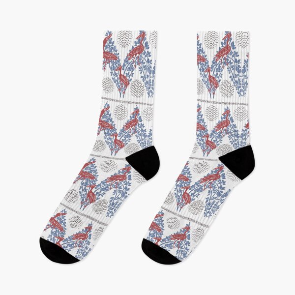 Item preview, Stylized Red Cranes with Foliage Motif designed and sold by DColourMuse.