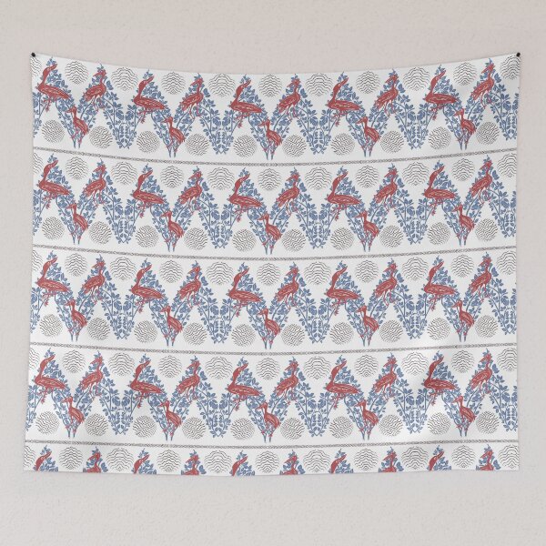 Item preview, Stylized Red Cranes with Foliage Motif designed and sold by DColourMuse.
