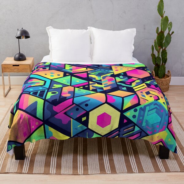 Item preview, Psychedelic Isometric Cubes - Retro Splatter 3D Pattern in Neon Hues designed and sold by JohnnyVillas.