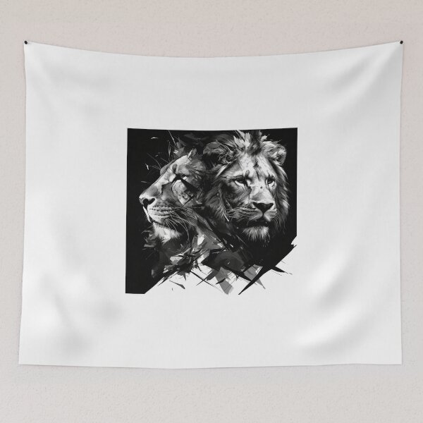 Item preview, Two Lions Black and White Digital Art designed and sold by SMARTKIT  DESIGNAGENCY.