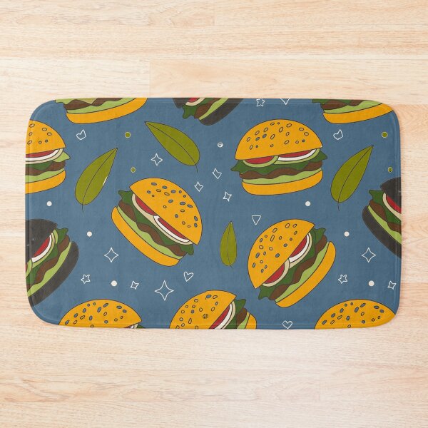 Item preview, Burgers and Leaves on a Fun Vintage Blue Background designed and sold by Pattique.