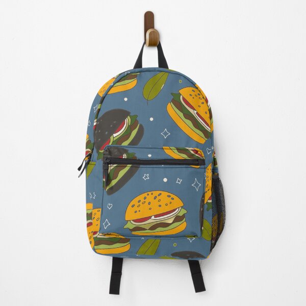 Item preview, Burgers and Leaves on a Fun Vintage Blue Background designed and sold by Pattique.