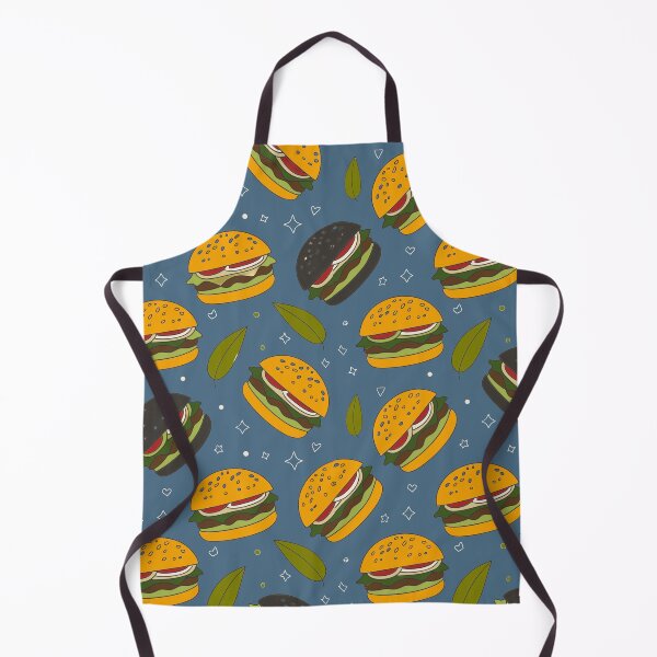 Item preview, Burgers and Leaves on a Fun Vintage Blue Background designed and sold by Pattique.