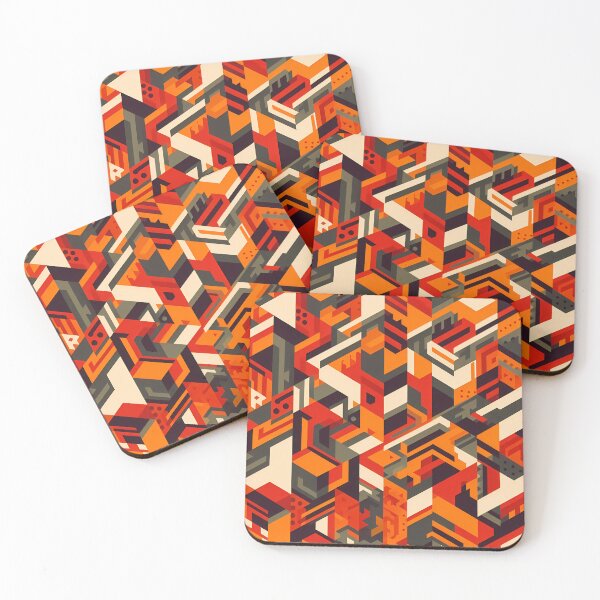 Item preview, 60s Retro-Futuristic Chevron - Isometric Architectural Pattern in Earth & Orange Tones designed and sold by JohnnyVillas.