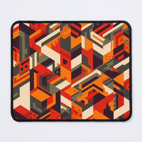Item preview, 60s Retro-Futuristic Chevron - Isometric Architectural Pattern in Earth & Orange Tones designed and sold by JohnnyVillas.