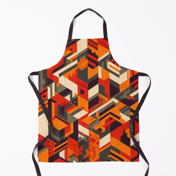 Item preview, 60s Retro-Futuristic Chevron - Isometric Architectural Pattern in Earth & Orange Tones designed and sold by JohnnyVillas.