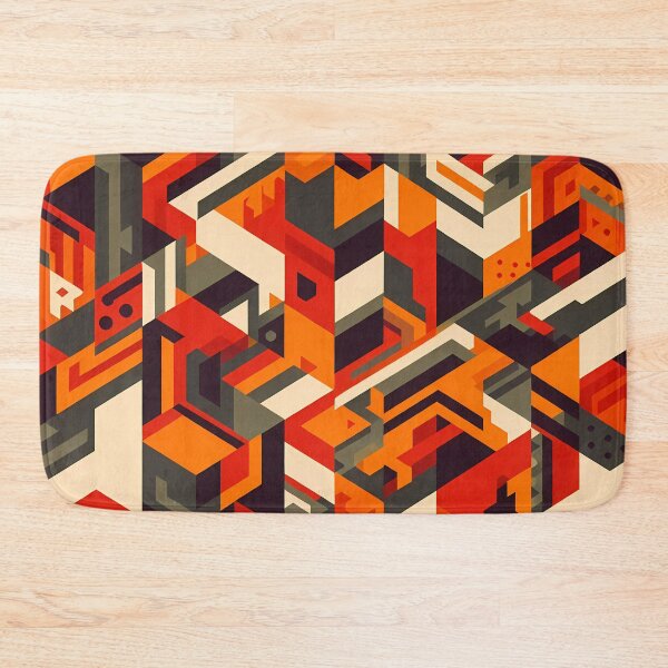 Item preview, 60s Retro-Futuristic Chevron - Isometric Architectural Pattern in Earth & Orange Tones designed and sold by JohnnyVillas.