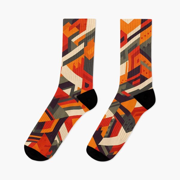 Item preview, 60s Retro-Futuristic Chevron - Isometric Architectural Pattern in Earth & Orange Tones designed and sold by JohnnyVillas.