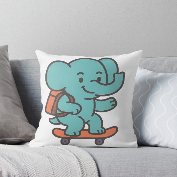 Item preview, Cartoon elephant skateboarding with backpack designed and sold by ImagineCorner.