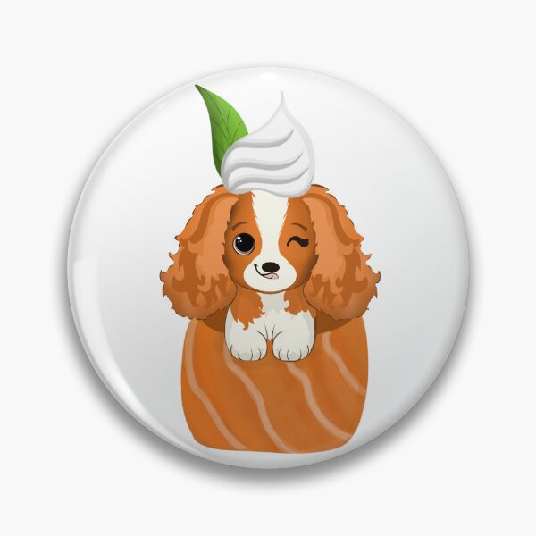 Item preview, Kawaii Art Cavalier King Charles Spaniel Salmon Roll designed and sold by daphsam.