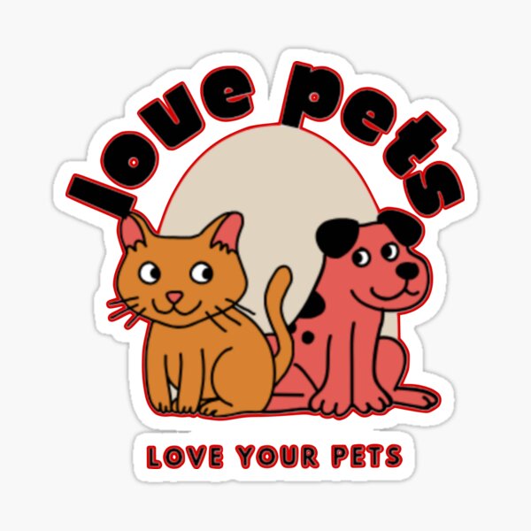Vista previa del artículo con la obra «Perro y gato adorables: diseño de dibujos animados "Ama a tus mascotas"», diseñado y vendido por Love pets.