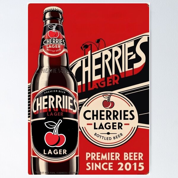 Item preview, cherry beer retro poster, vintage bournemouth poster, bournemouth coaster designed and sold by Bits & Bops Boutique.