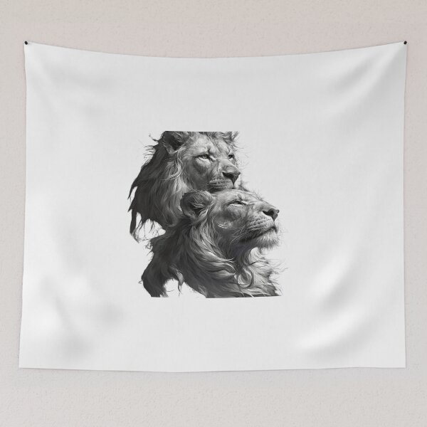 Item preview, Two Lions Black and White Digital Art designed and sold by SMARTKIT  DESIGNAGENCY.