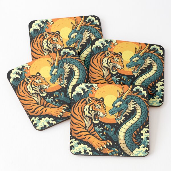 Item preview, Japanese Tiger vs Dragon Vintage Art Traditional Japanese Style designed and sold by JackCurtis1991.