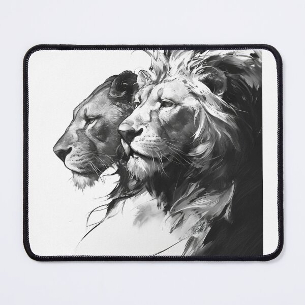Item preview, Two Lions Black and White Digital Art designed and sold by SMARTKIT  DESIGNAGENCY.