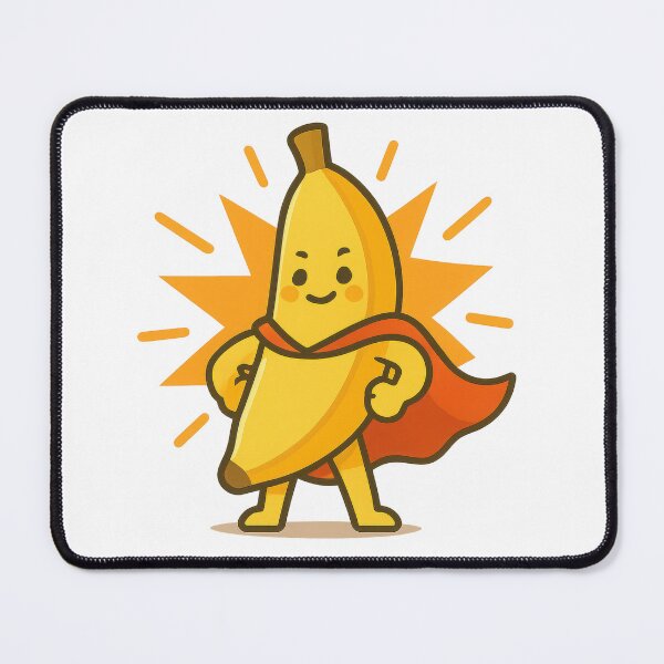 Item preview, Cartoon banana hero with cape posing designed and sold by ImagineCorner.