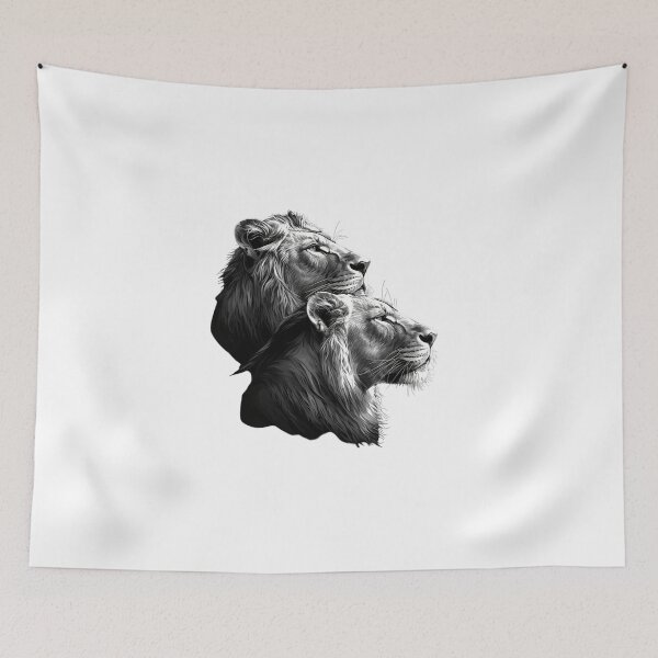 Item preview, Two Lions Black and White Digital Art designed and sold by SMARTKIT  DESIGNAGENCY.